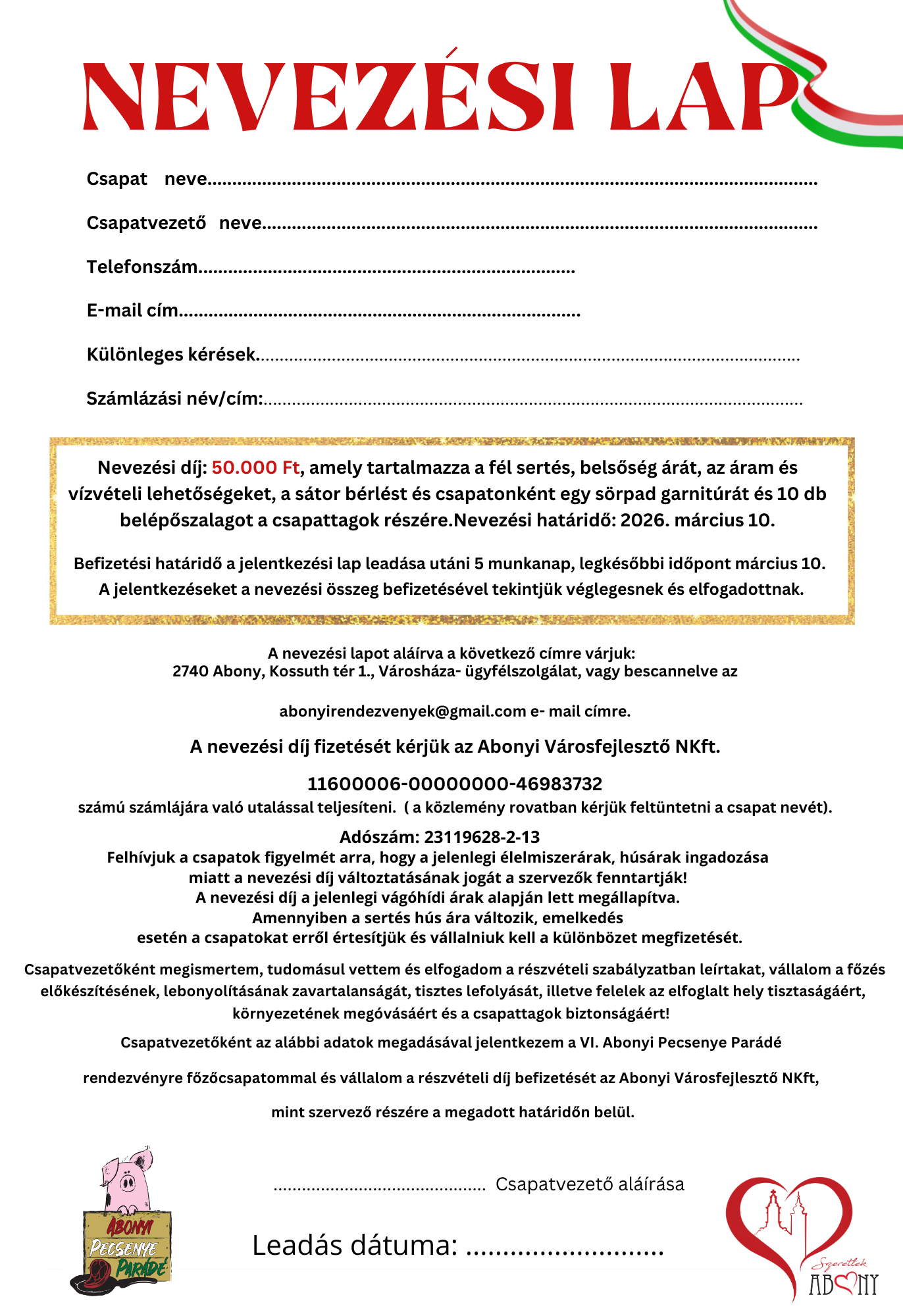 Csapatok nevezése 