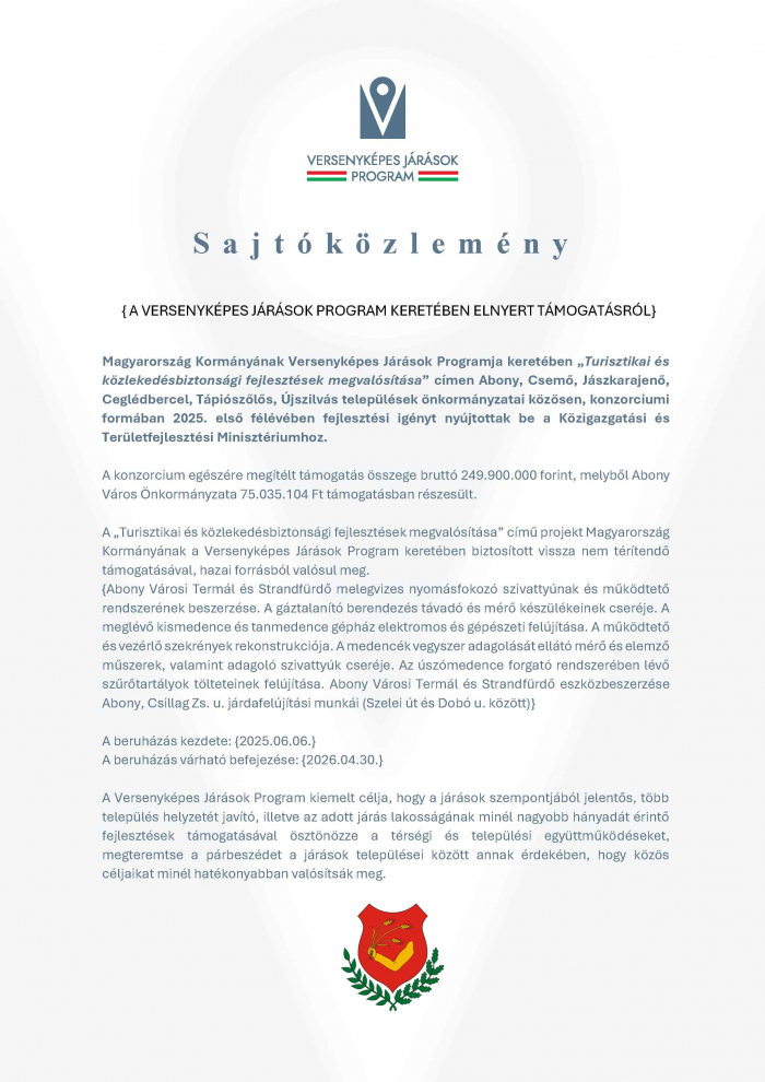 Sajtóközlemény- Versenyképes járások