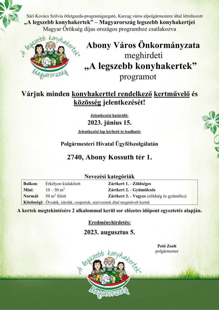"A legszebb konyhakertek" pályázat
